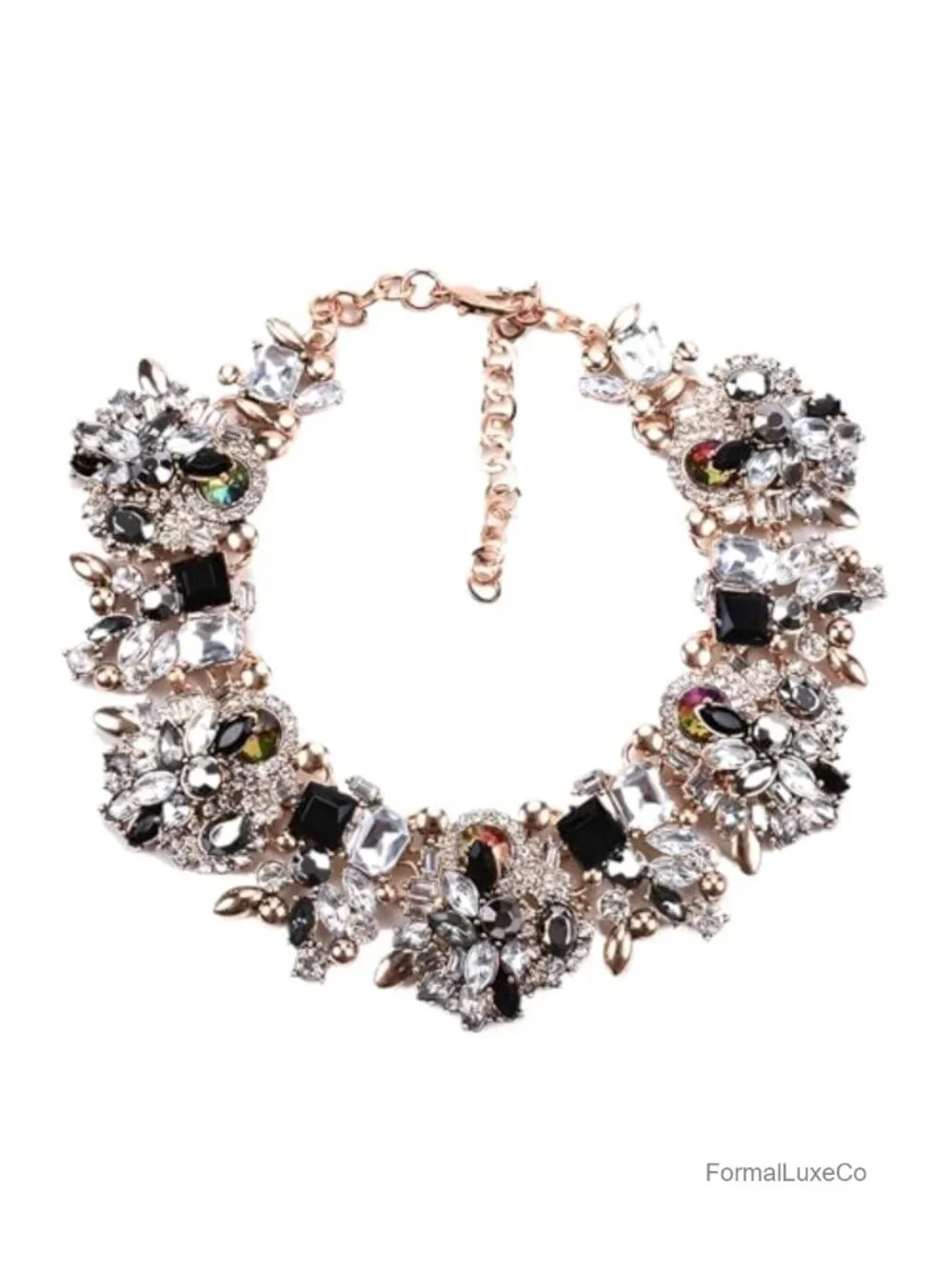Large Rhinestone Bib Necklace Chunky Collar Statement Jewelry